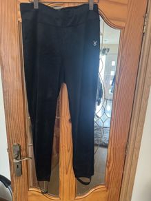 Cardio Bunny black velvet printed leggings size XL UK18 EU46 postage included