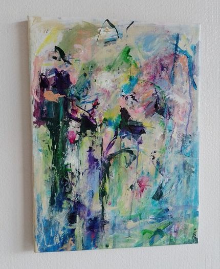 Original Abstract Painting Framed Original Floral Landscspe Garden