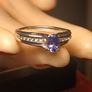 Rhodium Plated Silver Ring Natural Tanzanite & Zircon Ring Image 5