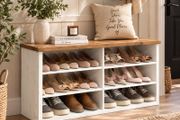 Shoe Storage Bench with Adjustable Shelves 12 to 15 Pairs