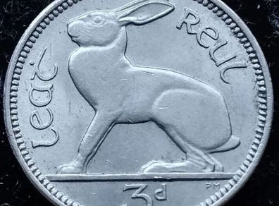 [#500] - Ireland 1953 | Irish 3p | Three Pence | Harp | KM.12