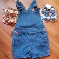 baby dungarees and sandals