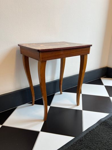 Vintage Inlaid Music Box Side Table