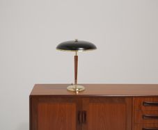 Vintage Swedish Metal, Brass and Teak Table Lamp Model 8453 by Borens, 1940/1950s