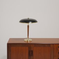 Vintage Swedish Metal, Brass and Teak Table Lamp Model 8453 by Borens, 1940/1950s