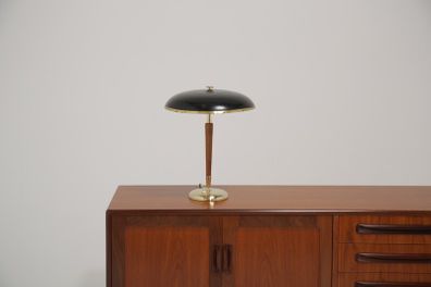 Vintage Swedish Metal, Brass and Teak Table Lamp Model 8453 by Borens, 1940/1950s