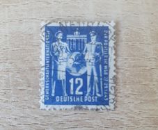 East Germany 1949 "Postal Workers' Union Congress" 12 Pfennig Stamp cancelled - free standard postage