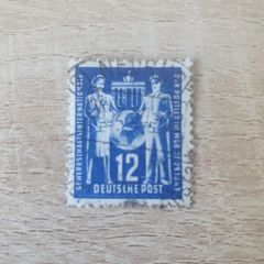 East Germany 1949 "Postal Workers' Union Congress" 12 Pfennig Stamp cancelled - free standard postage