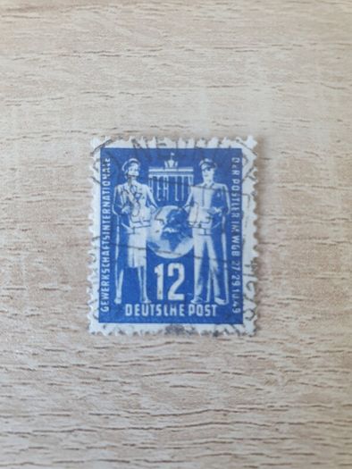East Germany 1949 "Postal Workers' Union Congress" 12 Pfennig Stamp cancelled - free standard postage