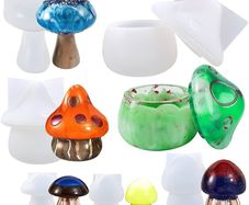 FREE P&P 6 Pcs Mushroom Resin Moulds, FineGood Silicone Moulds for Resin Mushroom Jar Resin Moulds Silicone Epoxy Resin Mould for Home Decoration