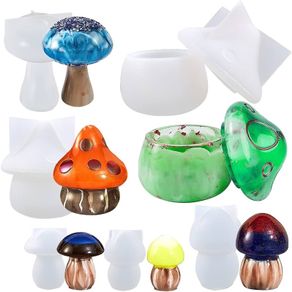 FREE P&P 6 Pcs Mushroom Resin Moulds, FineGood Silicone Moulds for Resin Mushroom Jar Resin Moulds Silicone Epoxy Resin Mould for Home Decoration