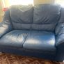 Blue Leather Sofa - 2 Seater Image 4