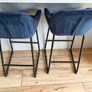Pair of Navy Blue Velvet Bar Stools Set of 2 Image 3
