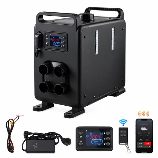 5-8kW Portable Diesel Air Heater, 12V/24V All-in-One Heating Unit with Bluetooth App, Remote Control, Digital Display & CO Alarm