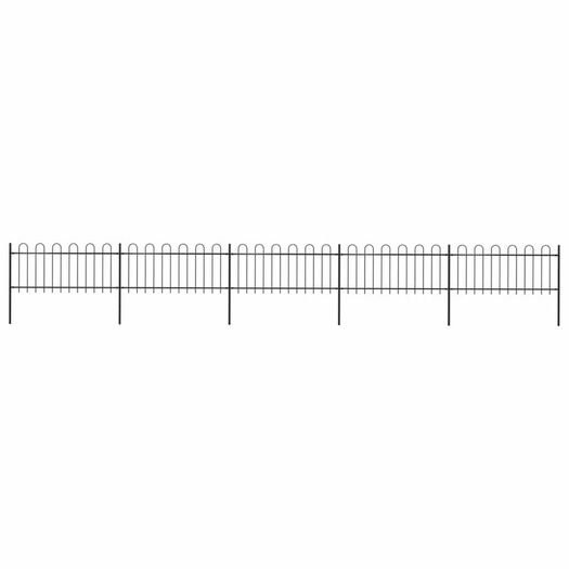 Garden Fence with Hoop Top Steel 8.5x0.8 m Black
