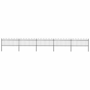 Garden Fence with Hoop Top Steel 8.5x0.8 m Black