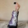 Rose Quartz Parrot on Large Amethyst Geode Cluster Base Image 3