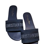 Dior Monochromatic Navy 'DWAY' Slides/Sandals