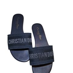 Dior Monochromatic Navy 'DWAY' Slides/Sandals