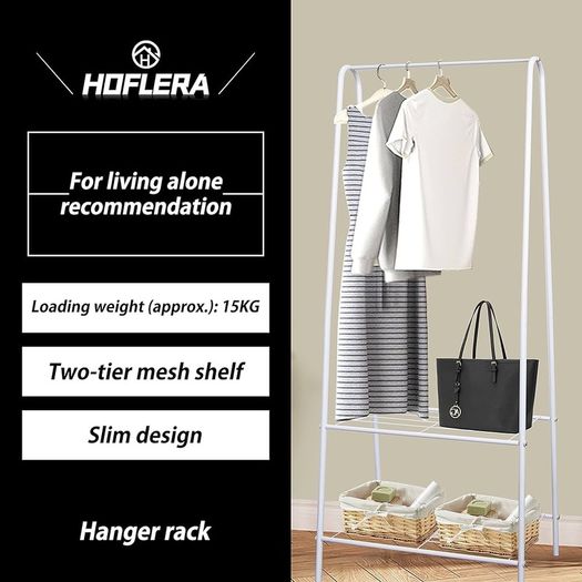 NEW SALE | Clothes Rail Stand Garment Coat Rack with Metal Shelf, Frame for Bedroom, Saving Space Clothes Rail,1.5m