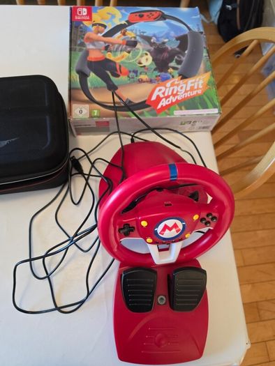 Nintendo Switch Bundle Modified Console, Mario Wheel and Ring Fit