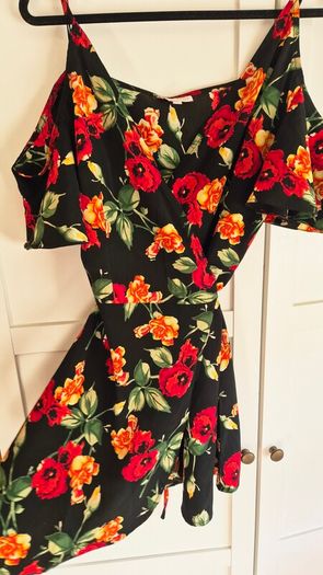 Dancing Leopard Floral Cold-Shoulder Wrap Dress Size 12