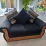 Two Seater Black Fabric Sofa Image 3