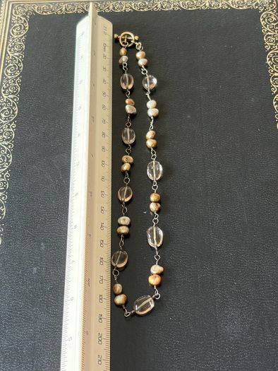 silver necklace with natural stones