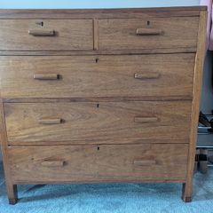 Solid oak mid-century chest of drawers