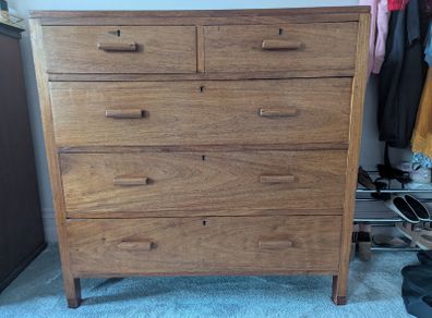 Solid oak mid-century chest of drawers