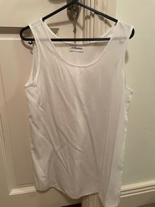 Vintage steilmann scoop neck longline sleeveless white top size 10