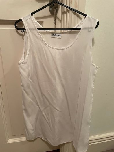 Vintage steilmann scoop neck longline sleeveless white top size 10