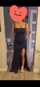 New Navy Long Dress with Thigh Slit