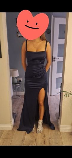 New Navy Long Dress with Thigh Slit