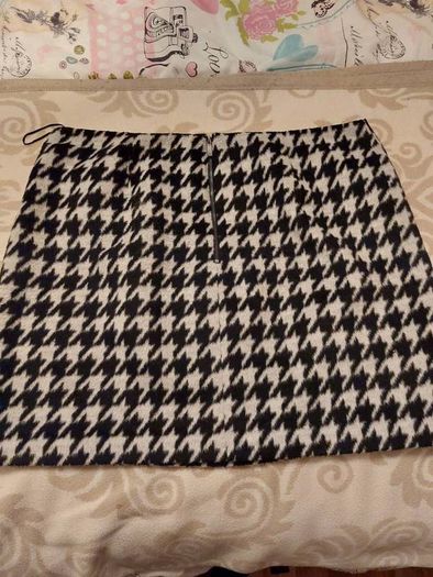 Warehouse Houndstooth Wool Skirt