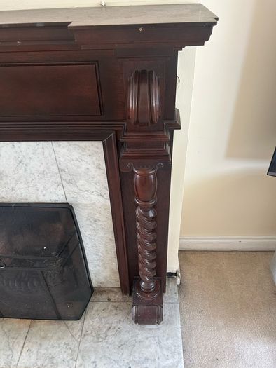 Wooden mantelpiece and marble