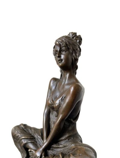 Woman On A Stool - Bronze (Signed)