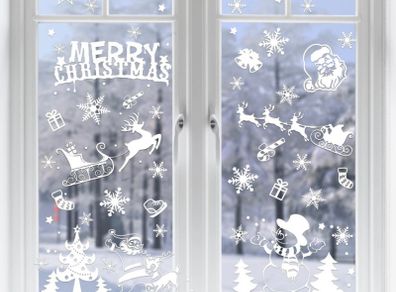 104 Static Snow Flakes Stickers Merry Christmas Snowflakes Window Clings for Xmas Window Display - Static PVC Stickers (FREE POSTAGE)