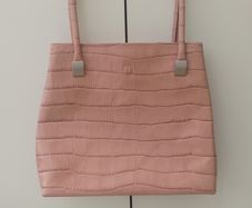 Holden Dingle Leathergoods blush pink croc effect leather shoulder bag.  Made in Ireland