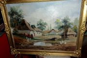Antique oil painting on canvas.L.Mesterhazy