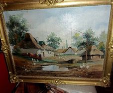 Antique oil painting on canvas.L.Mesterhazy
