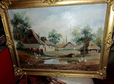 Antique oil painting on canvas.L.Mesterhazy