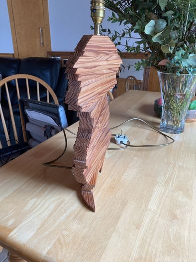 Lamp - timber with moving lathes for you to shape to your liking