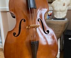 Double Bass 3/4 solid wood, bow & case + pickup
