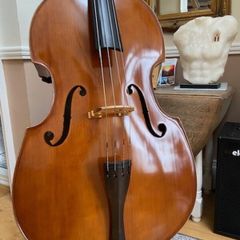 Double Bass 3/4 solid wood, bow & case + pickup