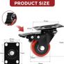 Caster Wheels, Heavy Duty 50mm Casters Set of 4, Locking Swivel Casters Wheels for Cart, Furniture and Workbench, Red Image 2