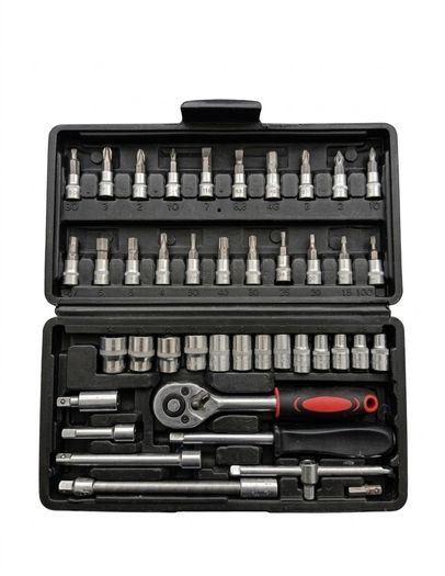 46-Piece 1/4" Socket & Bit Ratchet Tool Kit with Carrying Case