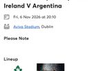 Ireland V Argentina Tickets Nations Championship 2026