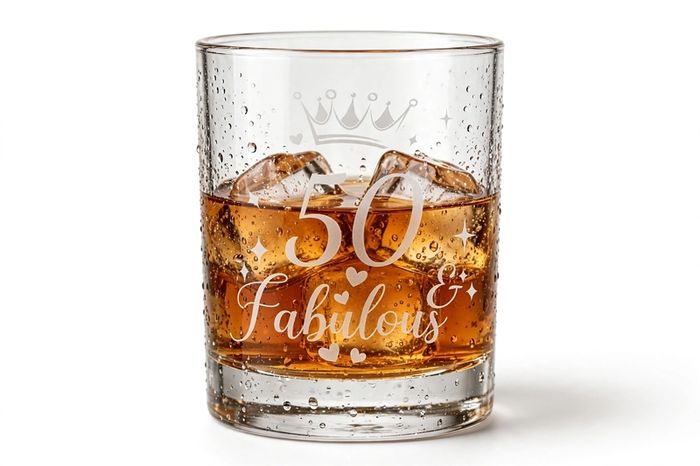 50 & Fabulous Laser-Engraved Whiskey Tumbler