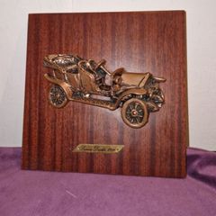 Antique Lancia Dialfa 1911 Copper Plaque on wood